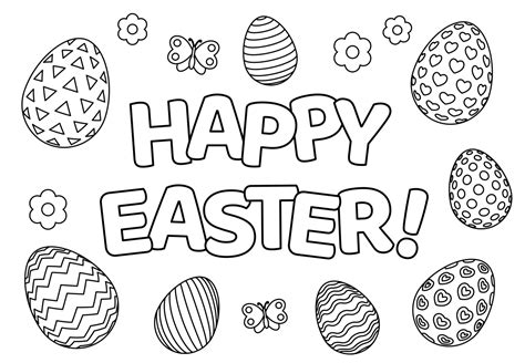 happy easter sign coloring page